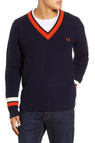 Pre-owned Fred Perry Ss20  Ribbed Preppy Sweater Xl In Multicolor