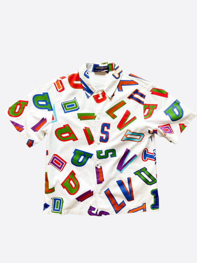 Pre-owned Louis Vuitton X Nba Louis Vuttion Nba White Letters Button Up Shirt