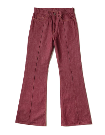 Pre-owned Kapital Kids' 12oz Color Denim 5p Okagilly Flare Pants 32inch In Burgundy