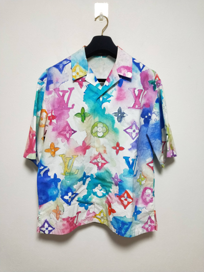 Pre-owned Watercolor Monogram Button Up Shirt In White