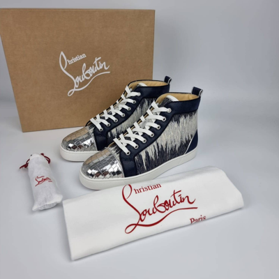 Pre-owned Christian Louboutin Louis Denim Blue Sneakers New 43.5