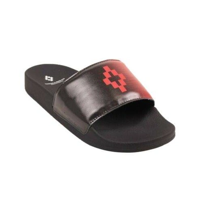 Pre-owned Marcelo Burlon County Of Milan Black & Red Gradient Cross Slides Sandals Size 5/38