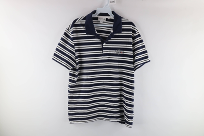 Pre-owned Lacoste Regular Fit Big Crocodile Logo Striped Polo Shirt In Multicolor