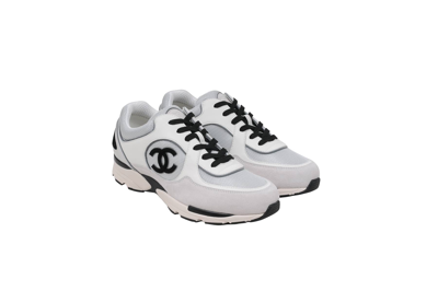 Pre-owned Chanel Sport Sprint Cc Logo Runner Sneakers White Gray - 00862