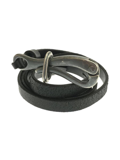 Pre-owned Julius Cowhide Leather Hook Buckle Belt In Black