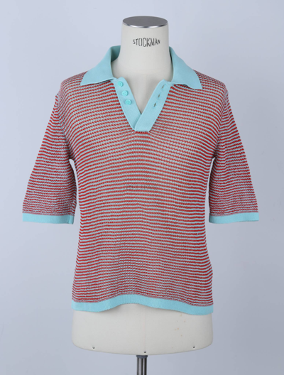 Pre-owned Salon 01 Runway Mesh Polo In Red