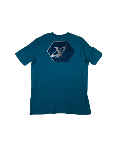 Pre-owned Louis Vuitton Space Astronaut Galaxy Velour Logo Tee In Teal