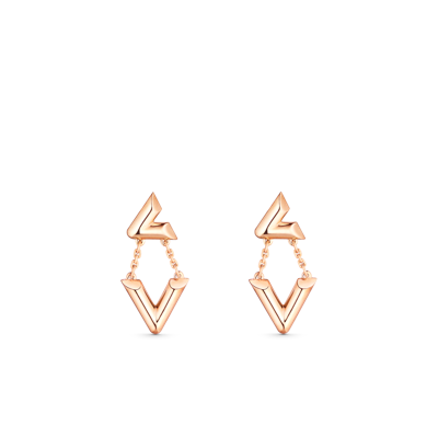 Pre-owned Louis Vuitton Lv Volt Upside Down Earrings In Rose Gold