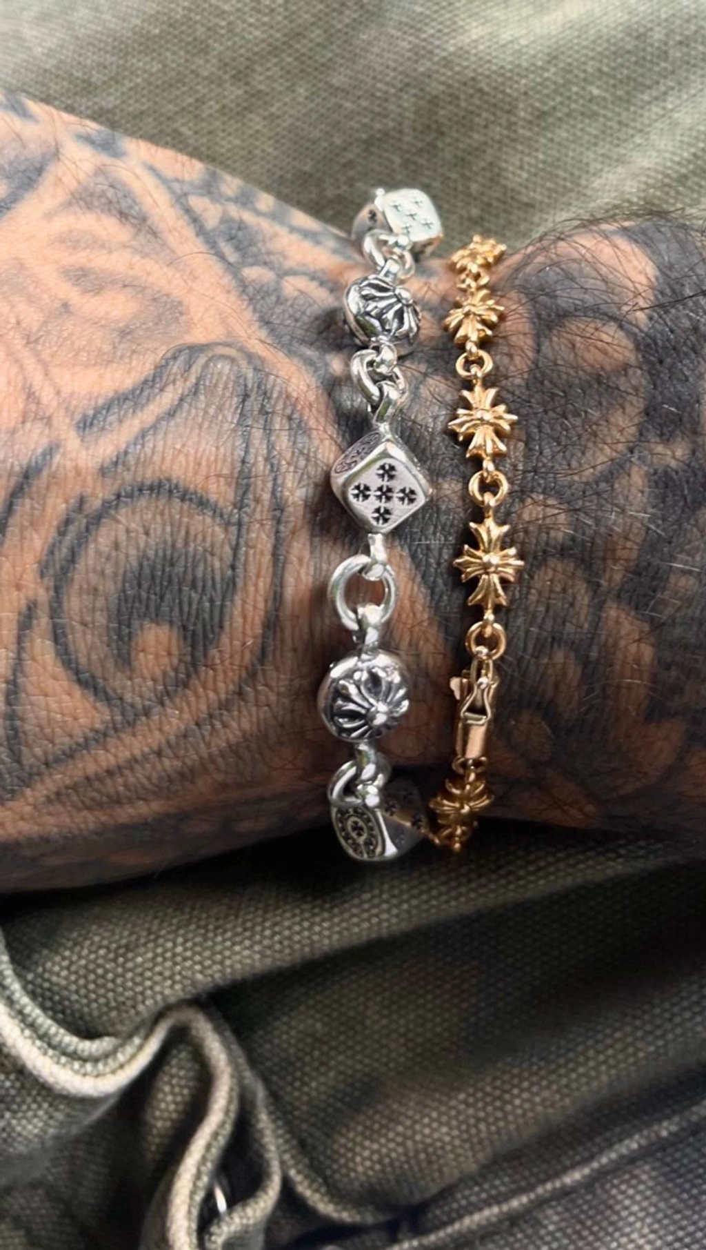Pre owned Chrome Hearts 22k Solid Gold Cross Plus Bracelet ModeSens