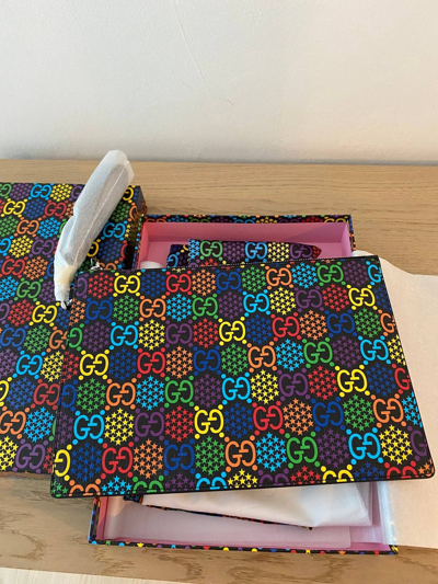 Pre-owned Gucci Psychedelic Gg Monogram Pouch In Multicolor