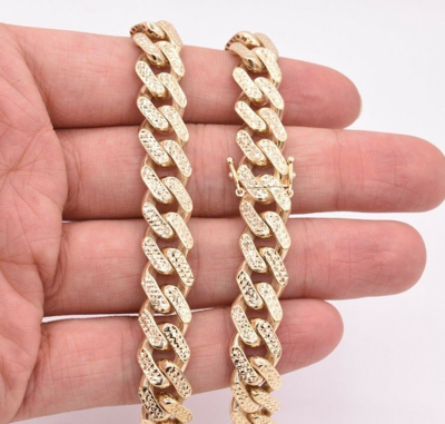 Pre-owned Bayam 11mm Mens Miami Cuban Diamond Cut Royal Link Chain Necklace Real 10k Yellow Gold In 20"