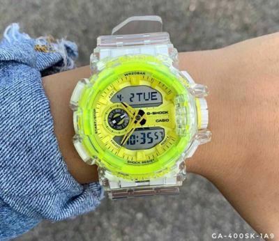 Pre owned Casio G shock Ga400sk 1a9 Semi transparent Resin Green Analog Digital Mens Watch ModeSens