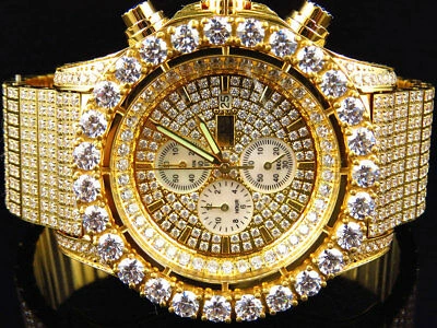 Pre-owned Jewelry Unlimited Mens  Luxury Iced Simulated Diamond Watch 48mm Br-01