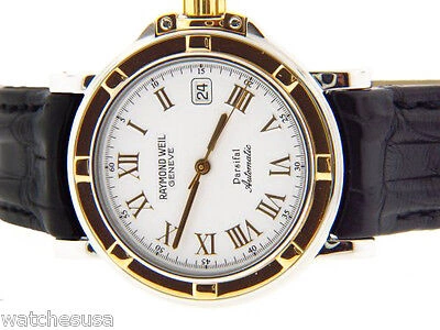 Pre-owned Raymond Weil Parsifal White Dial Leather Automatic Men's Watch 2830stc-00308
