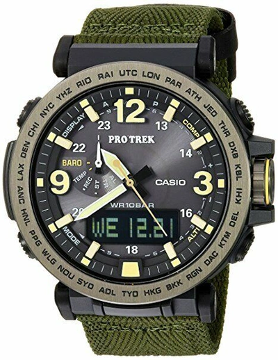 Pre-owned Casio Pro Trek Men's Tough Solar Triple Sensor 52mm Watch Prg-600yb-3