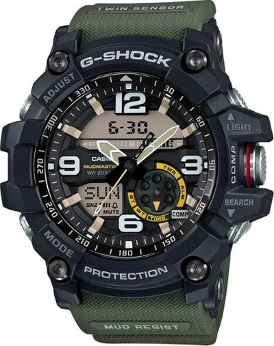 Pre-owned Casio G-shock Mudmaster Gg-1000-1a3 Twin Sensor Men's Watch - Green