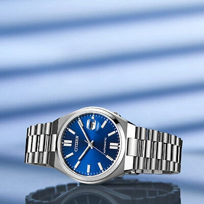 Pre-owned Citizen Nj0150-81l Mechanical Automatic Blue Dial Stainless Steel Men's Watch