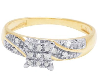 Pre-owned Jewelry Unlimited Men's Ladies 10k Yellow Gold Genuine Diamond Square Trio Wedding Ring Set 1/3 Ct