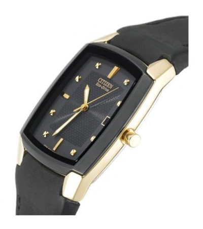 Pre-owned Citizen Eco-drive Men's Bm6574-09e Dress Black Leather Band Black Dial Watch