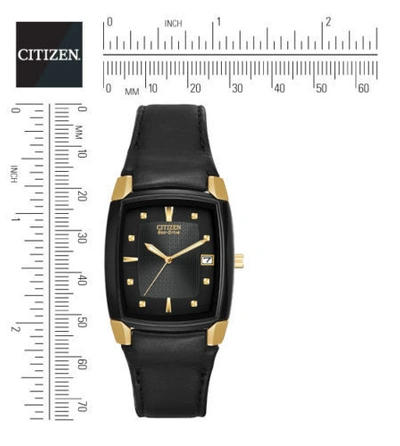 Pre-owned Citizen Eco-drive Men's Bm6574-09e Dress Black Leather Band Black Dial Watch