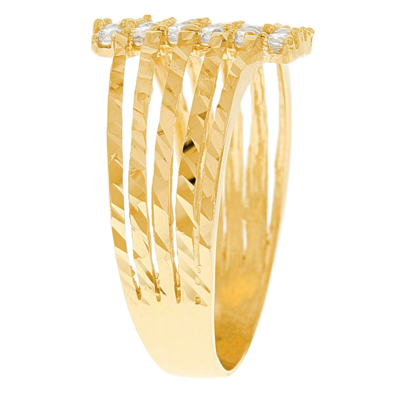 Pre-owned Jackani 10k Or 14k Solid Yellow Gold Cluster White Cz Beautiful Womens Split Band Ring
