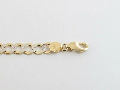 Pre-owned Preciousgold4you 14k Solid Gold Men's Cuban Curb Link Bracelet 8" In Yellow And White