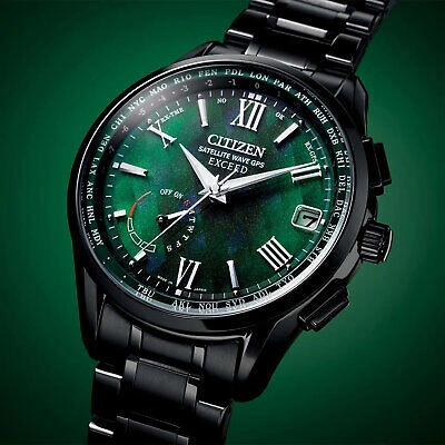 Pre-owned Citizen Exceed Cc3057-57w Eco-drive Light In Black 2022 Green Edition Gps Watch