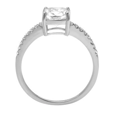 Pre-owned Pucci 1.56ct Cushion Round Cut Simulated Engagement Accent Wedding Ring 14k White Gold In D