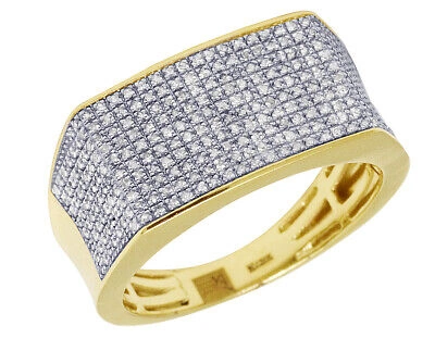 Pre-owned Jewelry Unlimited 10k Yellow Gold Real Diamond Mens Pave Pinky Ring 11.5mm 0.6 Ct In White