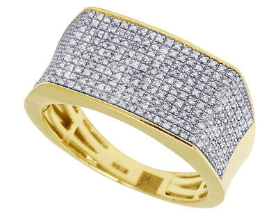 Pre-owned Jewelry Unlimited 10k Yellow Gold Real Diamond Mens Pave Pinky Ring 11.5mm 0.6 Ct In White