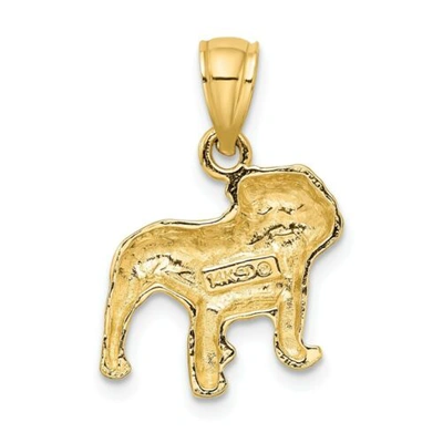 Pre-owned Accessories & Jewelry 14k Yellow Gold Polished Solid Casted Textured Open Back Bull Dog Charm Pendant