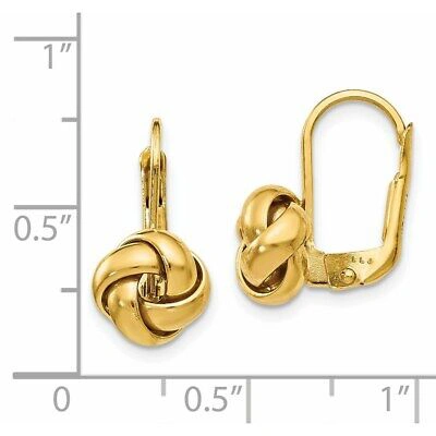 Pre-owned Superdealsforeverything Real 14kt Yellow Gold Polished Love Knot Leverback Earrings