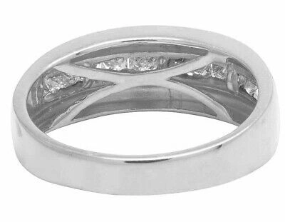 Pre-owned Jewelry Unlimited Mens Real 10k White Gold Genuine Princess Cut Diamond Wedding Band Ring 1 Ct 8mm