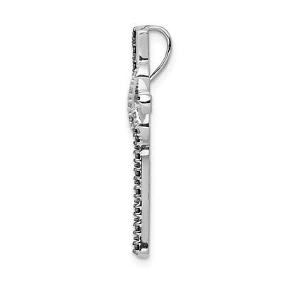 Pre-owned Superdealsforeverything Real 14kt White Gold Black And White Diamond Infinity Cross Chain Slide