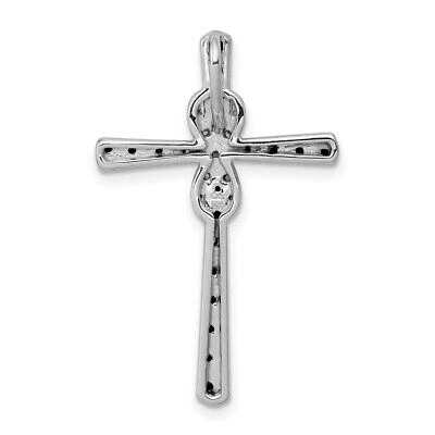 Pre-owned Superdealsforeverything Real 14kt White Gold Black And White Diamond Infinity Cross Chain Slide