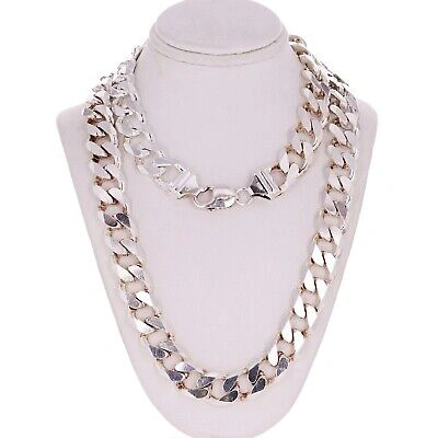 Pre-owned Gold And Diamond Direct 925 Sterling Silver Solid Cuban Link Chain Necklace 13mm 18.5" 120grams