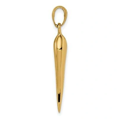 Pre-owned Superdealsforeverything Real 14kt Yellow Gold Large 3d Italian Horn Pendant
