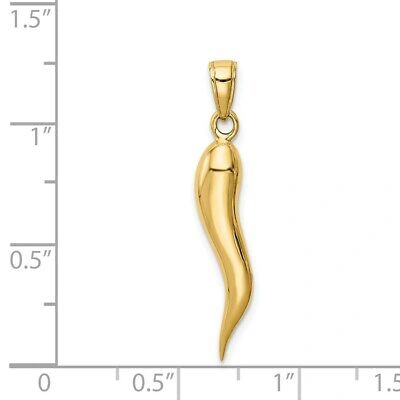 Pre-owned Superdealsforeverything Real 14kt Yellow Gold Large 3d Italian Horn Pendant