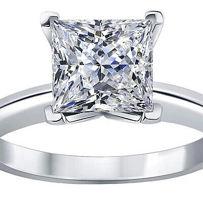 Pre-owned Pucci 2.5 Ct Princess Cut Simulated Clear Stone Wedding Promise Ring 14k White Gold In White/colorless
