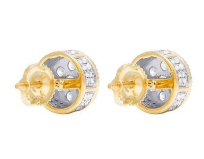 Pre-owned Jewelry Unlimited 10k Yellow Gold Genuine Diamond 3d Fluted Round Cluster Stud Earrings 7/8 Ct 9mm In G-h