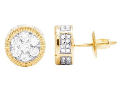 Pre-owned Jewelry Unlimited 10k Yellow Gold Genuine Diamond 3d Fluted Round Cluster Stud Earrings 7/8 Ct 9mm In G-h