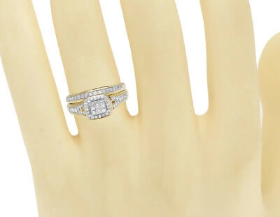 Pre-owned Jewelry Unlimited 10k Yellow Gold Mens/ladies Princess Genuine Diamond Trio Wedding Ring Set 1.0ct