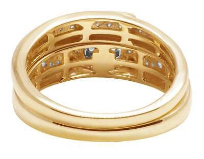 Pre-owned Jewelry Unlimited 10k Yellow Gold Mens/ladies Princess Genuine Diamond Trio Wedding Ring Set 1.0ct