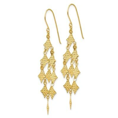 Pre-owned Superdealsforeverything Real 14kt Yellow Gold Diamond-cut Chandelier Earrings