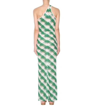One-shoulder striped cotton maxi dress
