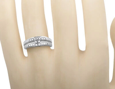 Pre-owned Jewelry Unlimited 10k Yellow Gold Quad One Row Ladies & Men's Trio Engagement Wedding Ring 0.20ct.