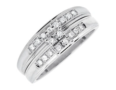 Pre-owned Jewelry Unlimited 10k Yellow Gold Quad One Row Ladies & Men's Trio Engagement Wedding Ring 0.20ct.