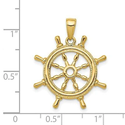 Pre-owned Superdealsforeverything Real 14kt Yellow Gold 3d Ships Wheel Pendant