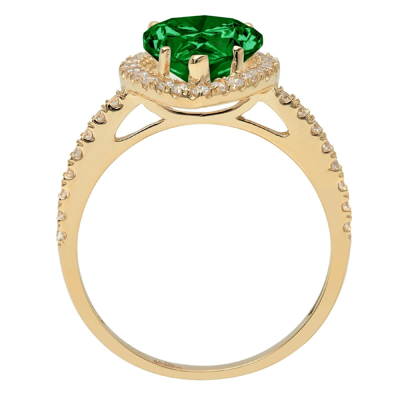 Pre-owned Pucci 2.45 Ct Pear Cut Simulated Halo Emerald Stone Promise Ring 14k Yellow Solid Gold In Green