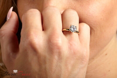 Pre-owned Pucci 1.1ct Round Cut Bridal Simulated Engagement Anniversary Ring 14k Yellow Gold In White/colorless